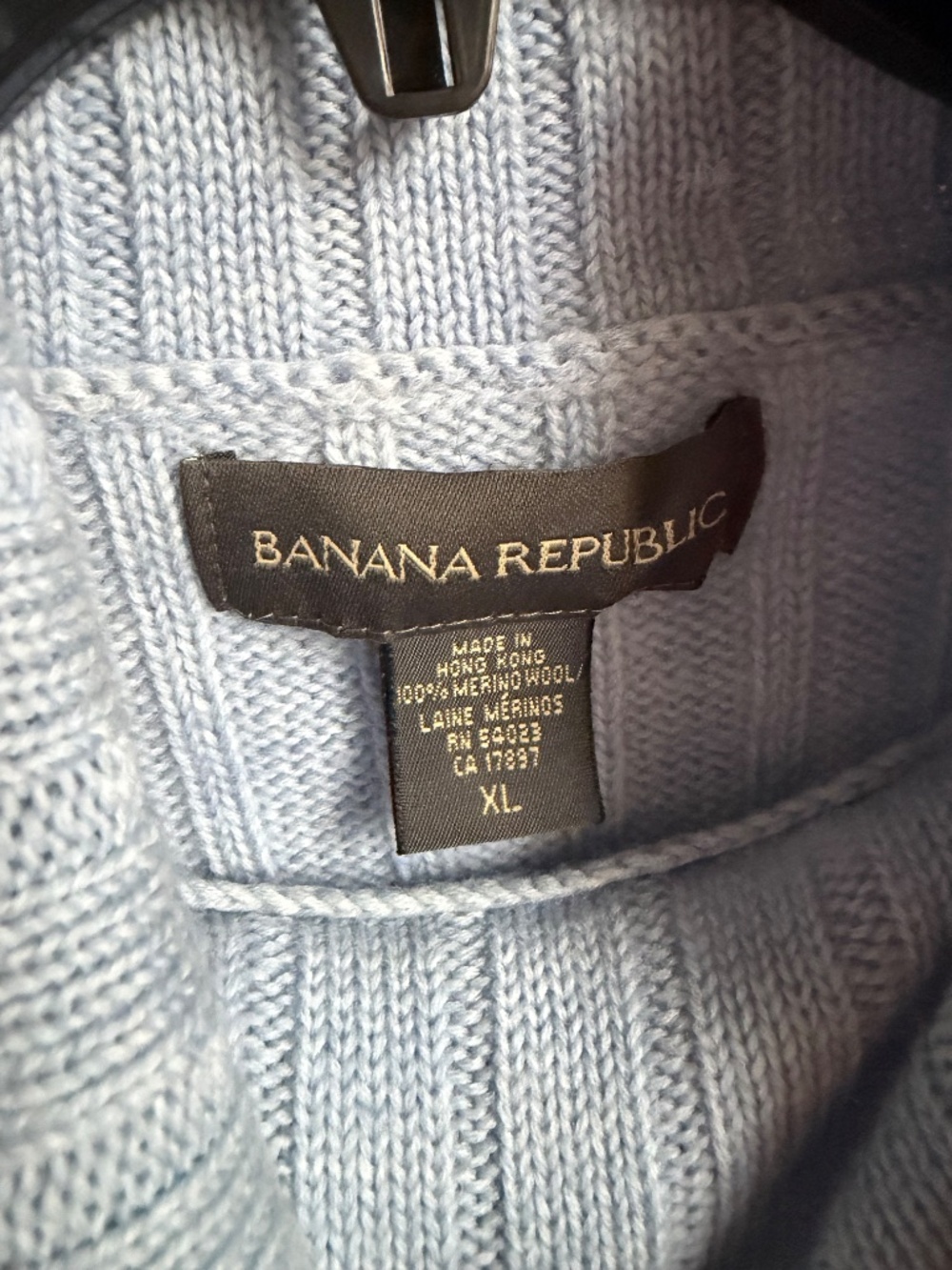 Banana Republic 100% Merino Wool Ribbed Turtleneck Sweater Blue Size XL - Picture 5 of 6